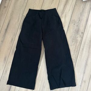 Black Pleated Pixie Wide Leg Cropped Pants